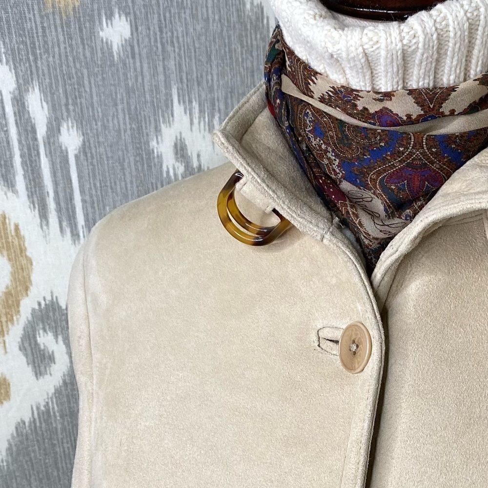 Ralph Lauren Fawn Lamb Shearling & Tortoise Shell Military Inspired Jacket